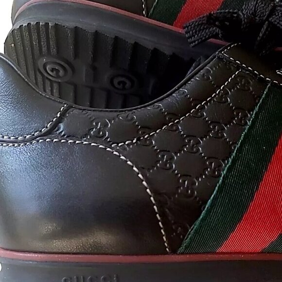 GUCCI GUCCISSIMA LEATHER SNEAKERS BLACK & RED 39 - Picture 13 of 16
